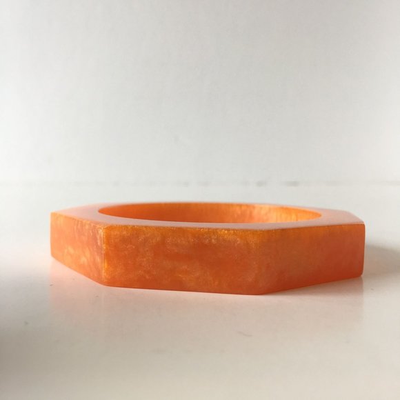 Metallic Orange Cloud Resin Bangle Bracelet Contemporary Jewelry - Picture 3 of 5